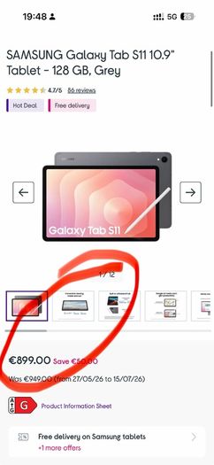 Samsung tab S11 128Gb 12Gb Ram New! European