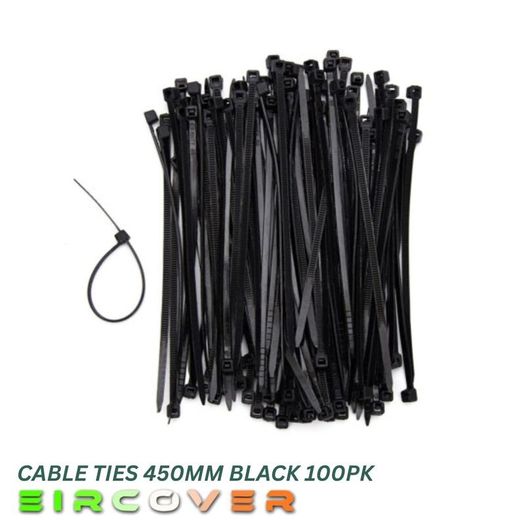 Heavy Duty White Cable Ties 450mm  Black 100pk