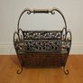 Antique iron and wicker magazine rack. Vintage antique magazine rack. Image 2