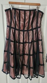 Teatro Strapless Corset-style Dress / Bustier Dress / Sheer Panel Corset Dress - UK 20