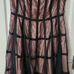 Teatro Strapless Corset-style Dress / Bustier Dress / Sheer Panel Corset Dress - UK 20