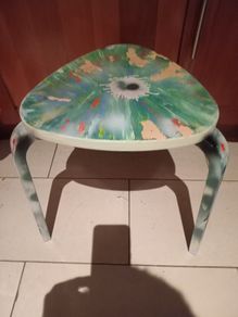 Damian Hirst Style Spin Painted Artek Stool/Side Table.