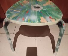 Damian Hirst Style Spin Painted Artek Stool/Side Table.