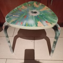 Damian Hirst Style Spin Painted Artek Stool/Side Table.