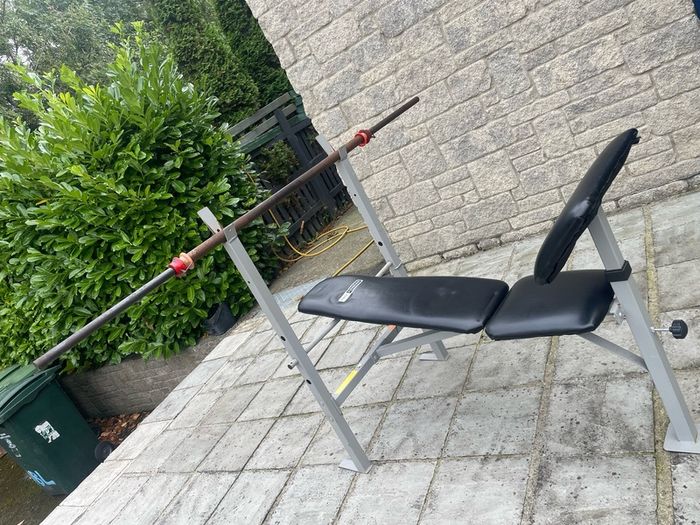 Pro Fitness Adjustable Weight Bench + Barbell