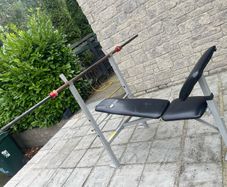 Pro Fitness Adjustable Weight Bench + Barbell