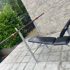 Pro Fitness Adjustable Weight Bench + Barbell
