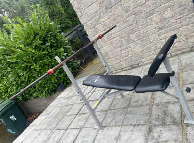 Pro Fitness Adjustable Weight Bench + Barbell