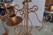Gold color Painted Wrought iron Wall Candle Holder for 5 Candlesticks