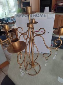 Gold color Painted Wrought iron Wall Candle Holder for 5 Candlesticks