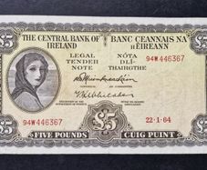 Ireland 1964   5 Pounds Lady Lavery Banknote