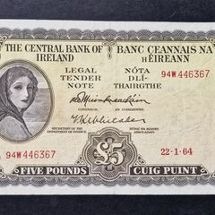 Ireland 1964   5 Pounds Lady Lavery Banknote