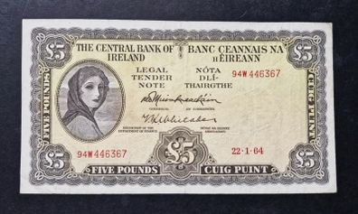 Ireland 1964   5 Pounds Lady Lavery Banknote