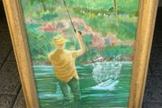 Acrylic painting signed free postage