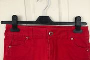 Girls Red Denim Shorts