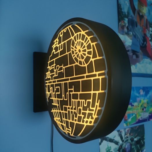 Star Wars Death Star LED Wall Light Box Gaming Room Sci Fi Decor Lamp Gift
