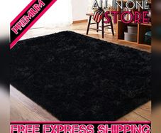 Super Soft Velvet Shag Area Rug Modern Indoor Fluffy Rugs, Cute Furry Bedroom Carpets, Suitable as Bedroom Rug Home Decor Nursery Rugs Kids Mat, 122 X 183cm Black MULTIPLE SIZES/COLOURS AVAILABLE (FREE SHIPPING)