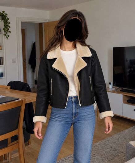 Zara Faux Leather Biker Jacket Black Age 13 14 Size 164 Citywest