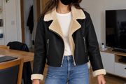 Zara Faux Leather Biker Jacket Black Age 13 14 Size 164 Citywest
