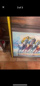 Horses racing oil painting