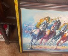 Horses racing oil painting