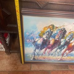Horses racing oil painting