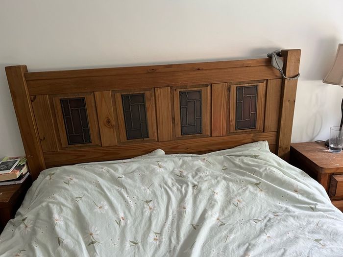 Solid wood king bed frame