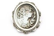 Vintage 925 Silver Carved Cameo Brooch