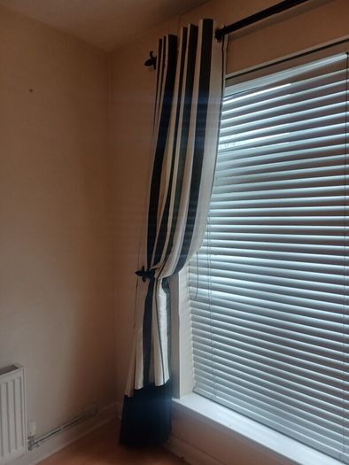 Black Metal Curtain Pole & Tiebacks