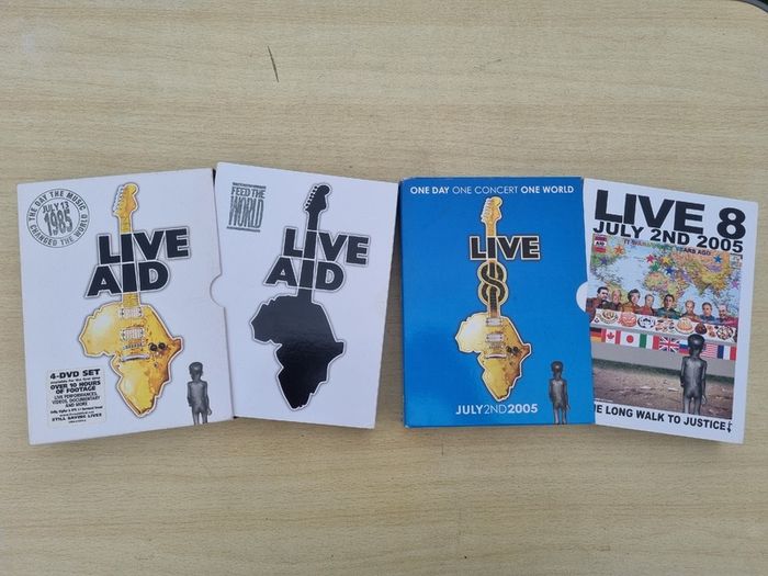 Official DVD releases of two historic charity concerts: Live 8  (2005) and Live Aid (1985)