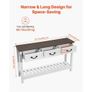 120 cm Console Table, Farmhouse Desk Behind the Couch with Drawers and Bottom Storage Shelf, Wooden Rectangle Entrance Narrow Sofa Table for Hallway, Bedroom, Living Room, Foyer, Brown + White Image 4