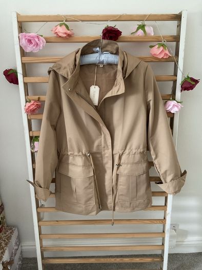 jacket Bnwt tan detachable hooded spring jacket Escandelle medium