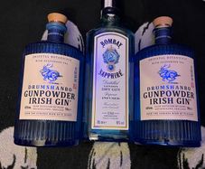 Drumshanbo Gunpowder Irish Gin Bombay sapphire teeling whiskey empty Bottle