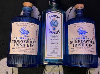 Drumshanbo Gunpowder Irish Gin Bombay sapphire teeling whiskey empty Bottle