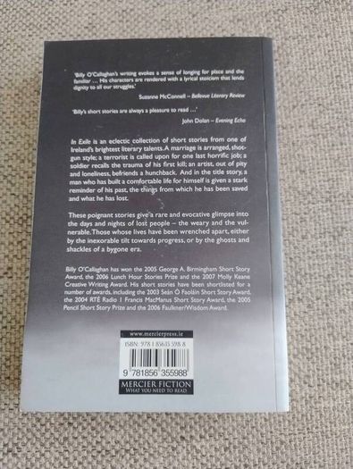 In Exile by Billy O Callaghan 2008 short stories collection in very good condition FREE STANDARD POSTAGE INCLUDED