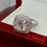 Silver Moissanite & Pink Sapphire Statement Ring Image 9