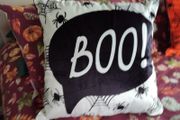 Bedlam Brand Boo Halloween Cushion in Black