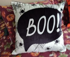 Bedlam Brand Boo Halloween Cushion in Black