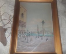 a antique  oil painting of st marks sq,venise signed antinotto