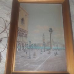 a antique  oil painting of st marks sq,venise signed antinotto