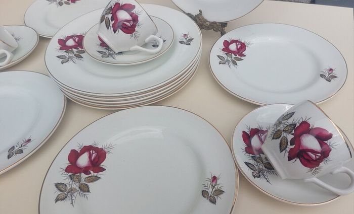 Beautiful Set of Four Breakfast Plates by Arklow Pottery in the Very Popular and Collectable "Autumn Rose" Pattern