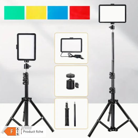 6182 ZOMEI 8-Inch Dimmable LED Photography Lighting Kit with 5600K USB Video Lights, 58-Inch Tripod Stand & Color Filters - 6182