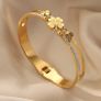Four Leaf Clover Crystal Gold Bracelet Bangle Image 5