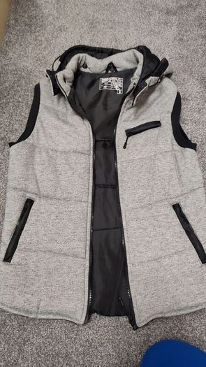 new look men small black grey vest jacket