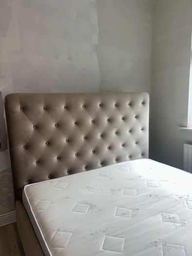 king size bed , beige, good condition, M&S, mattress included