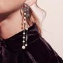 Star Starburst Moon Tassel Pearl Long Earrings Image 5