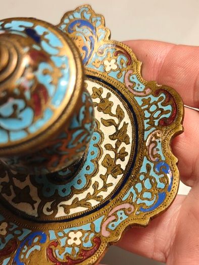 19th Century Napoleon 111 Bronze Cloisonne Ink Well