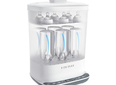 Baby Bottle Sterilizer and Dryer, 6-in-1 Electric Steam Sterilizer for Baby Bottles, Pacifier, Breast Pump- Touch Screen & Auto-Off Bottle Sanitizer, White