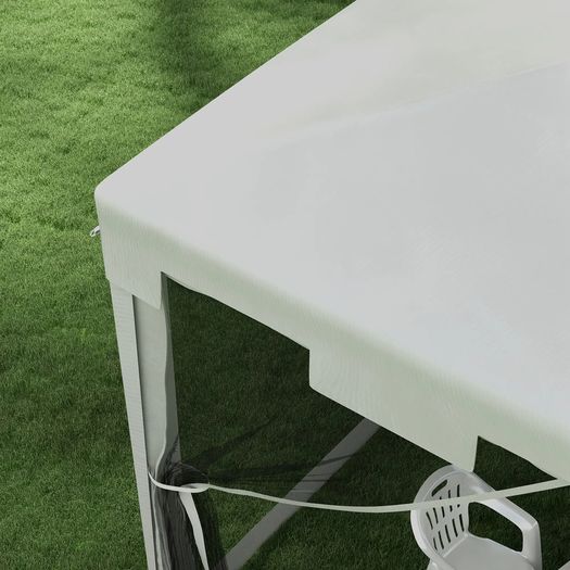 4 m x 3 m Gazebo Party Tent - Outdoor Canopy Garden Sun Shade with Mesh Sidewalls, White