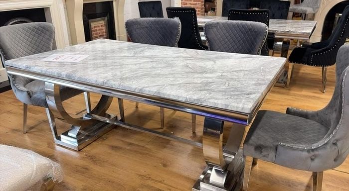 Marble Kitchen Dining Table With 6 Chairs